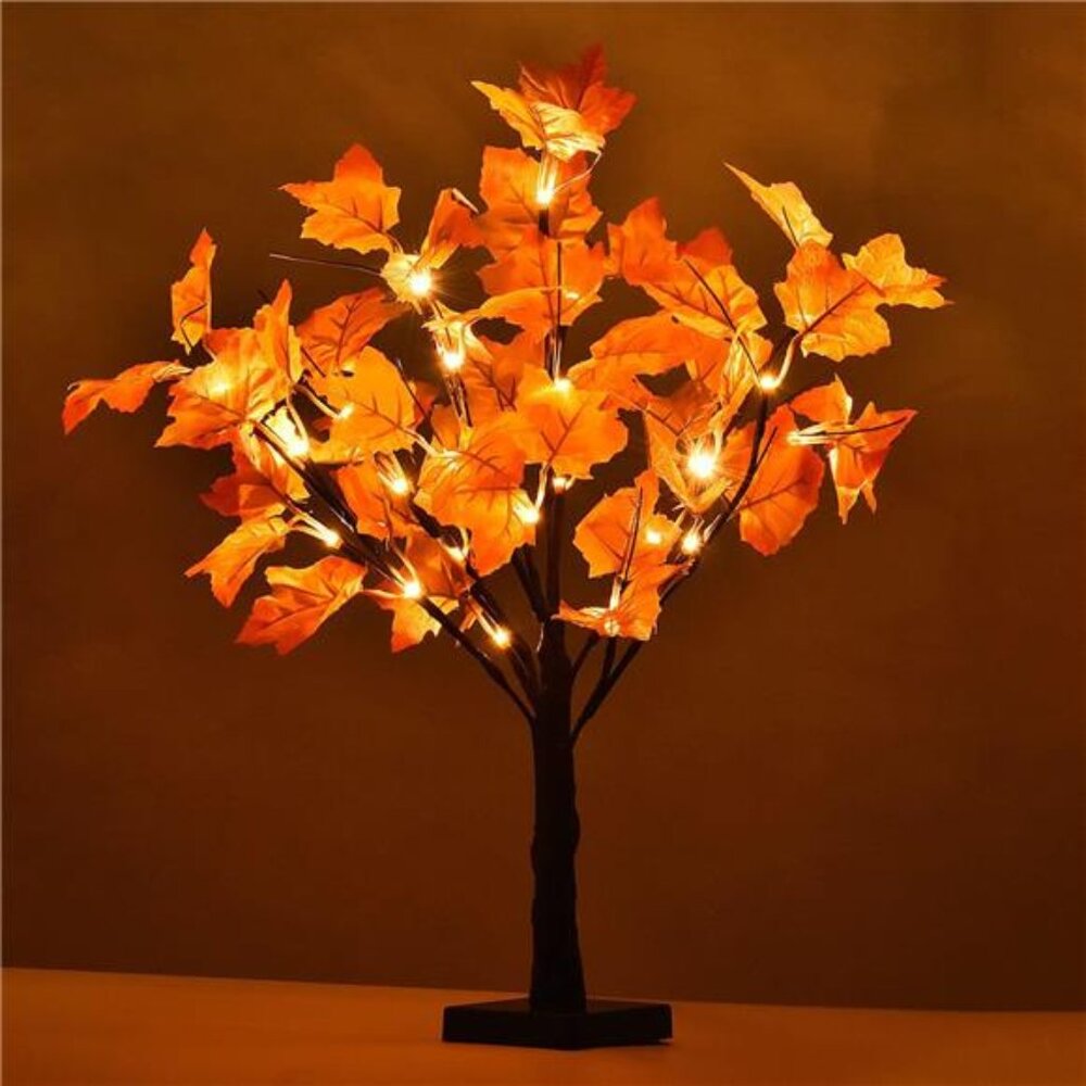 Lighted Artificial Fall Maple Tree Clearance Operated Tabletop Autumn Tree
